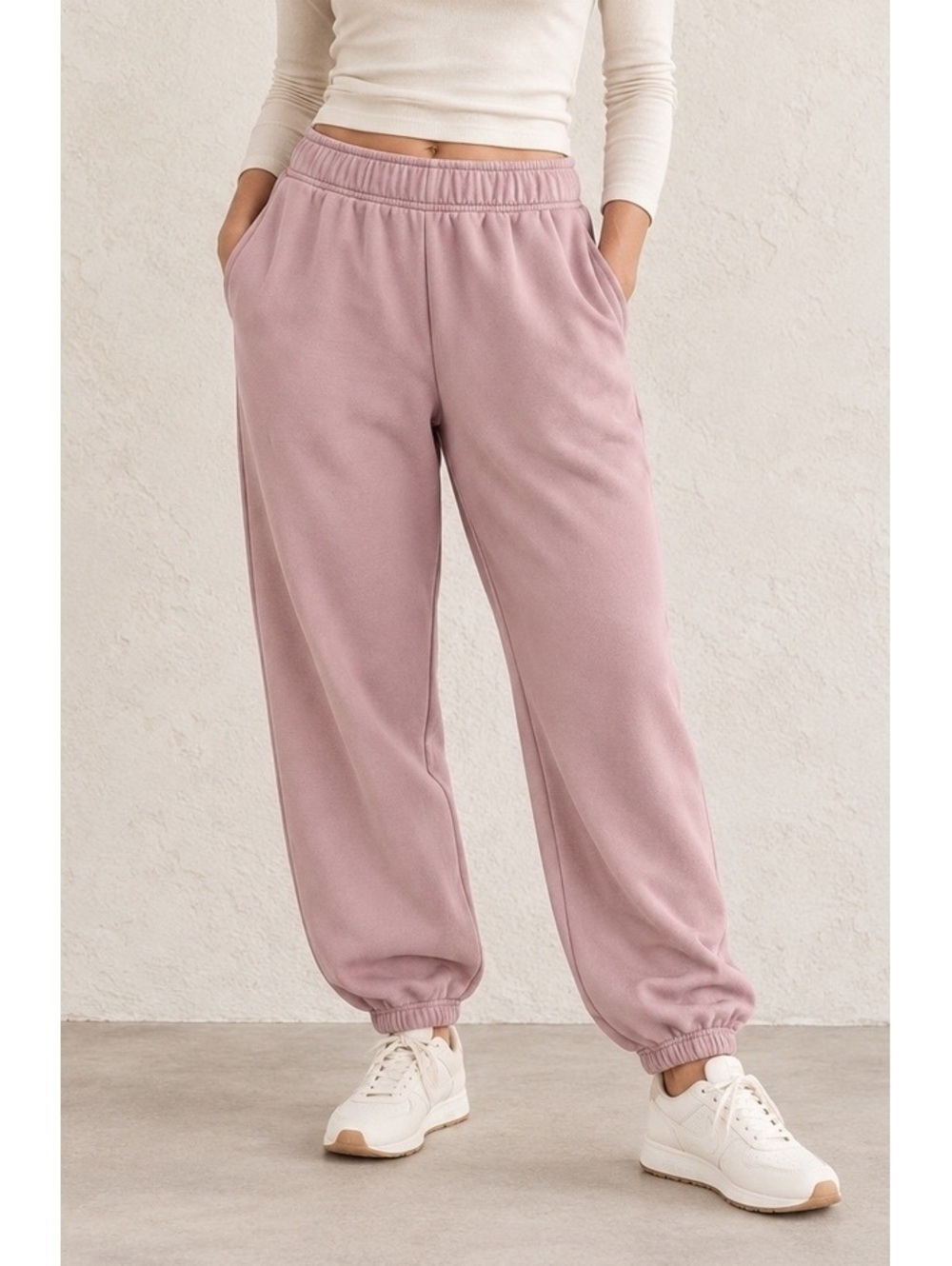 Athleta Forever Fleece High Rise Jogger Pink Mauve Sweatpants Women’s Large Tall